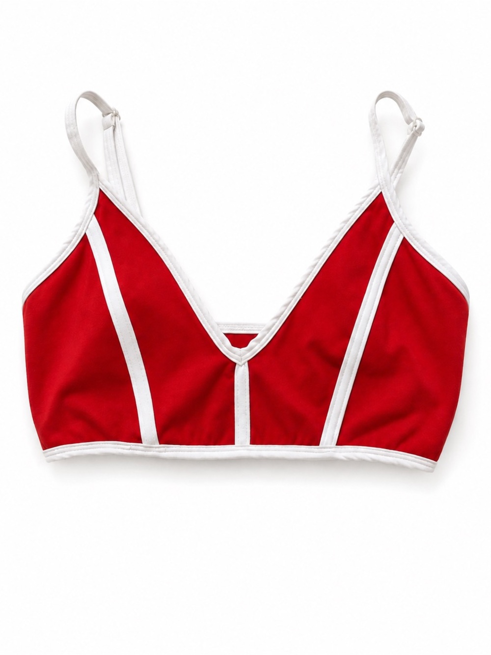Red & White Contrast Sports Bra